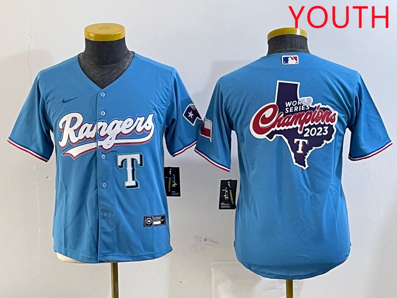 Youth Texas Rangers Blank Light Blue Game 2025 Nike MLB Jersey style 4